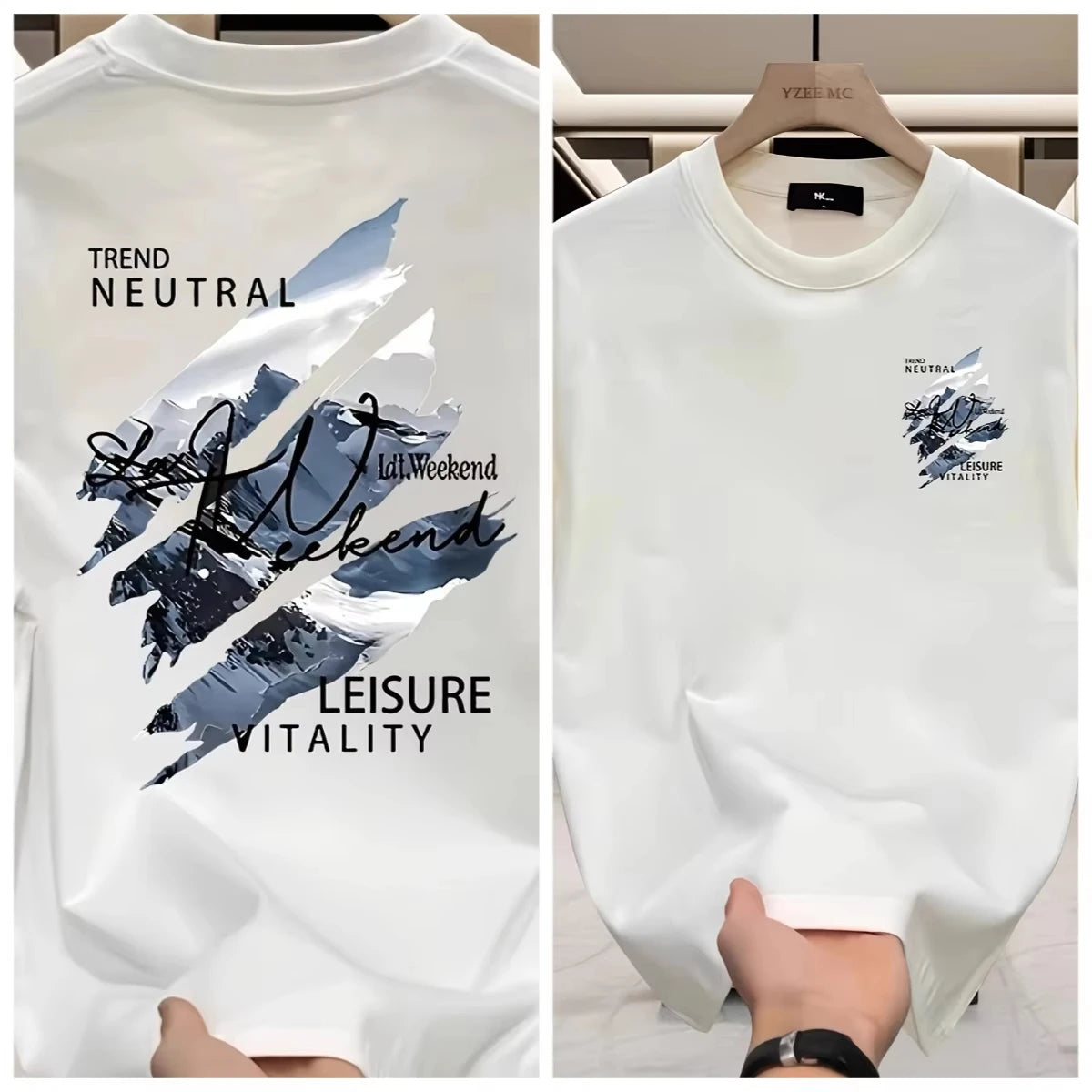 Summer Casual Street Breathable Men's Short-sleeved T-shirt for Outdoor Outings Trendy Printed Men's Clothing