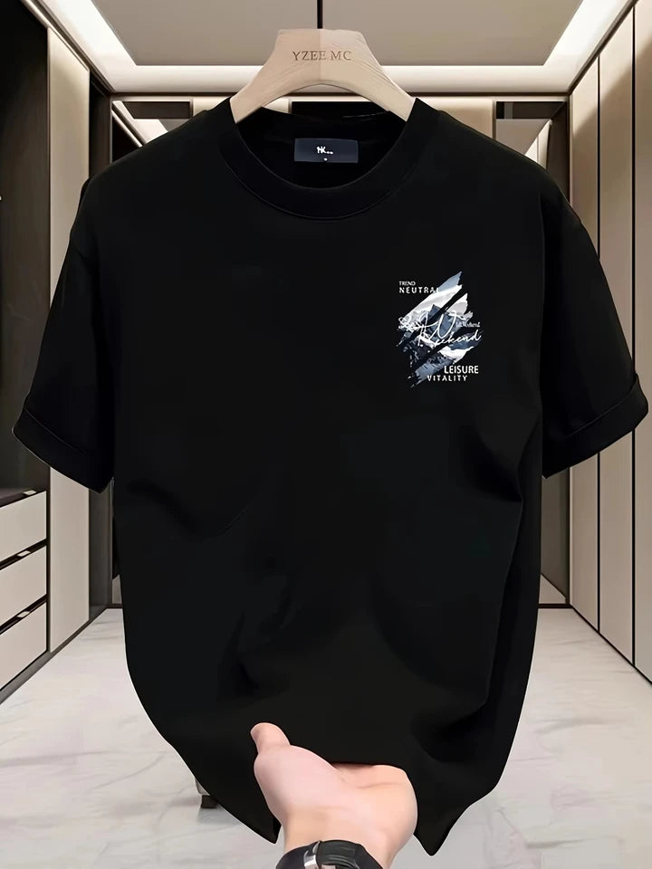 Summer Casual Street Breathable Men's Short-sleeved T-shirt for Outdoor Outings Trendy Printed Men's Clothing